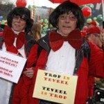 Protesters dressed as Elio Di Rupo have been warning against austerity plans