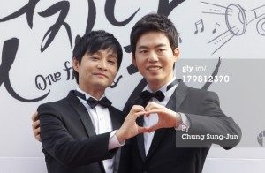 Pasangan Berbahagia Kimjo Gwang-soo (kiri) dan Kim Seung-hwan (kanan). Foto : gettyimages.com