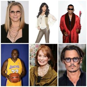 Barbra Streisand, Cher, R. Kelly, Magic Johnson, Gloria Vanderbilt dan Johny Depp. (Dok. Istimewa)